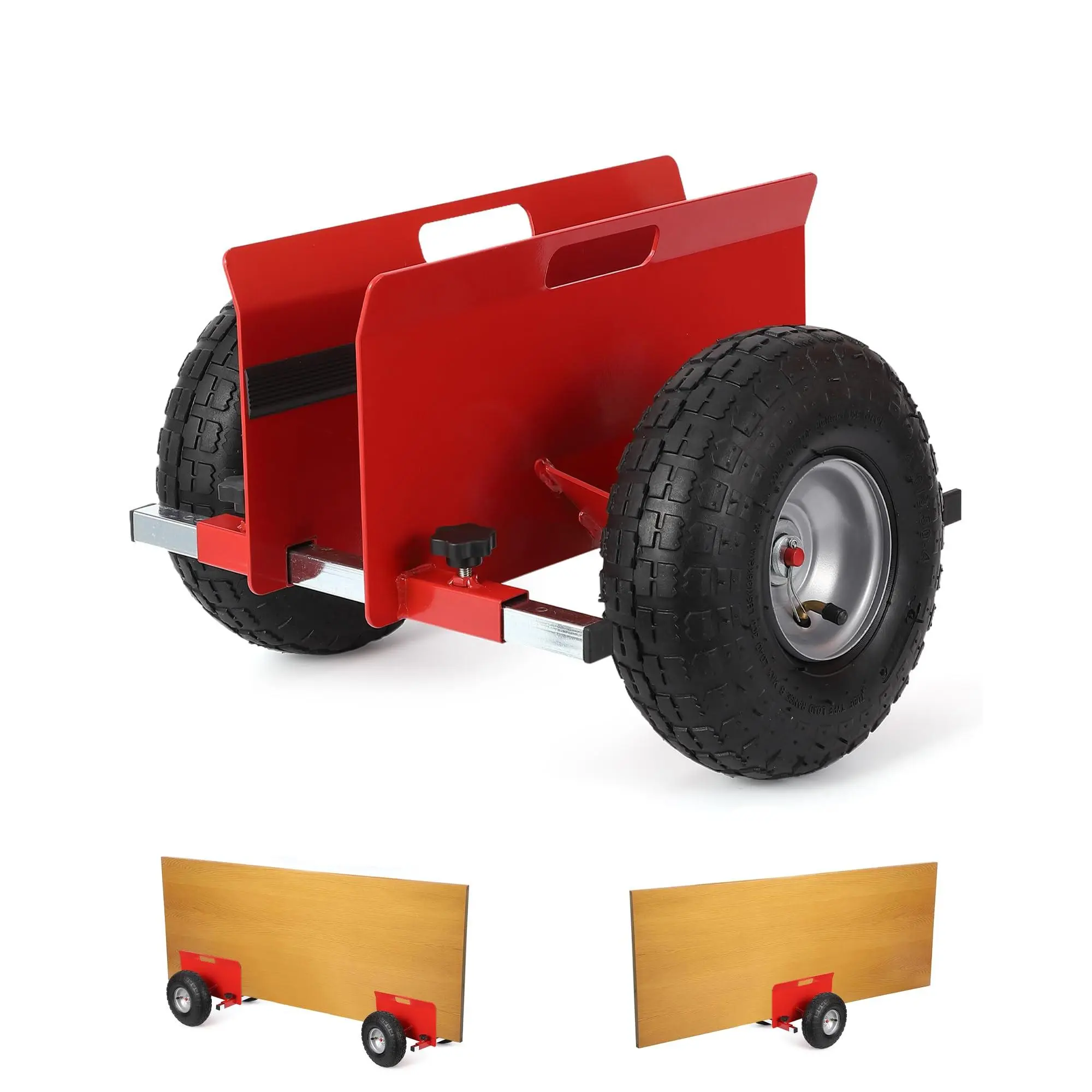GAOMON Metal Frame Adjustable Panel Dolly with Rectangular Base, 600 lbs Capacity, 10" Inflatable Rubber All-Terrain Tires, Portable Transport Cart for Jobsite Slab, Drywall Portable Setup