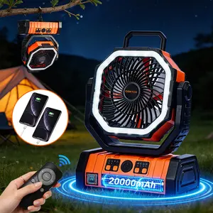 ️Qawtor  Outdoor Camping Emergency Fan - 2026 Upgraded 20000mAh Rechargeable, LED Light & Dual Motor, Lightweight with 360° Rotatable Hook  summervibes tiktokshop
