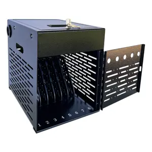 C8B-B - 8-Device Tablet Charging Station, Lockable Steel Case Fits 14" Chromebooks, iPads, Laptops & Tablets, Secure Storage with 2 Keys, Ideal for Classrooms, Offices & Hospitals, Black