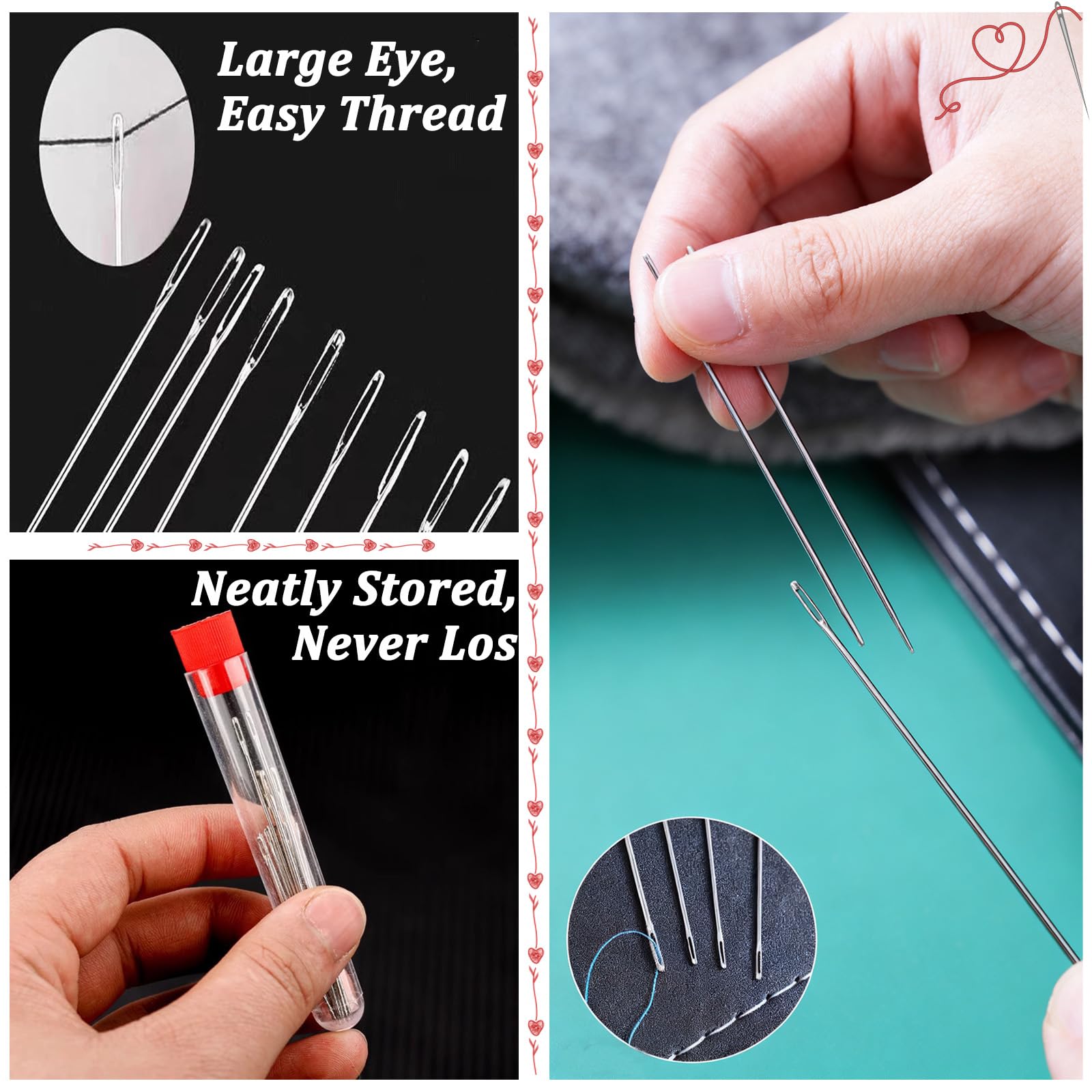 34PCS Sewing Tool Set, Steel Needle Sewing Kit, Stainless Steel Sewing Needles, Steels Needles for Hand Sewing, Portable DIY Handcraft Set, Suitable for Handicraft Enthusiasts