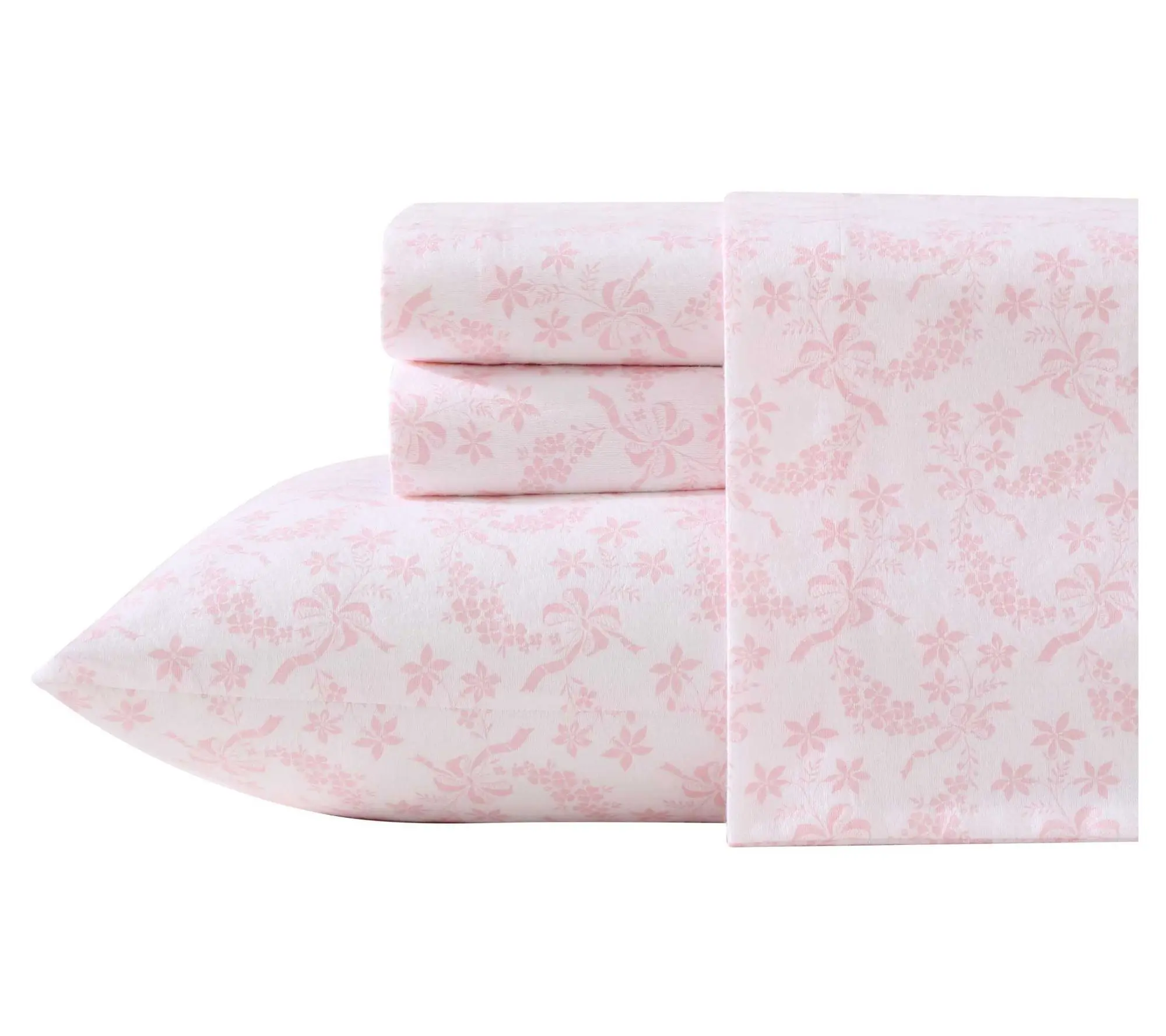 Laura Ashley Antoinette Pink Cotton Percale Full Sheet Set
