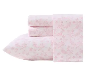 Laura Ashley Antoinette Pink Cotton Percale Queen Sheet Set