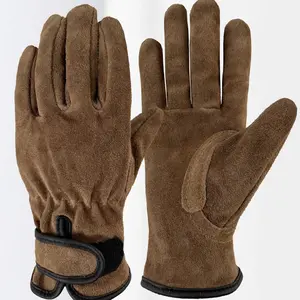 Fireproof Heat-resistant Wear-resistant Non-slip Cowhide Gloves for Camping and Handling Unisex Protection Outdoor Safety Gear
