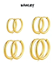 WANGXY 316L Surgical Steel Huggie Hoop Earrings for Sensitive Ears Hypoallergenic Lightweight for Women Men 4-Pair 10mm 12mm 14mm 16mm