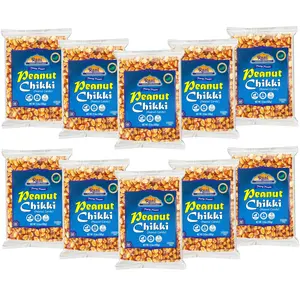 Rani Peanut Chikki (Brittle Candy) 100g (3.5oz) x Pack of 10 ~ All Natural | Vegan | Kosher | No colors | Gluten Friendly | Indian Origin