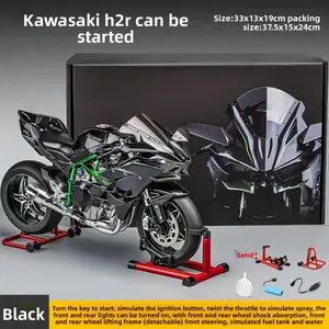 1:9 scale Kawasaki alloy motorcycle model, featuring start-up sound effects and mist simulation effects. It precisely reproduces the details of the real vehicle, and the metal material presents a delicate texture. It is suitable for collection or as a cre