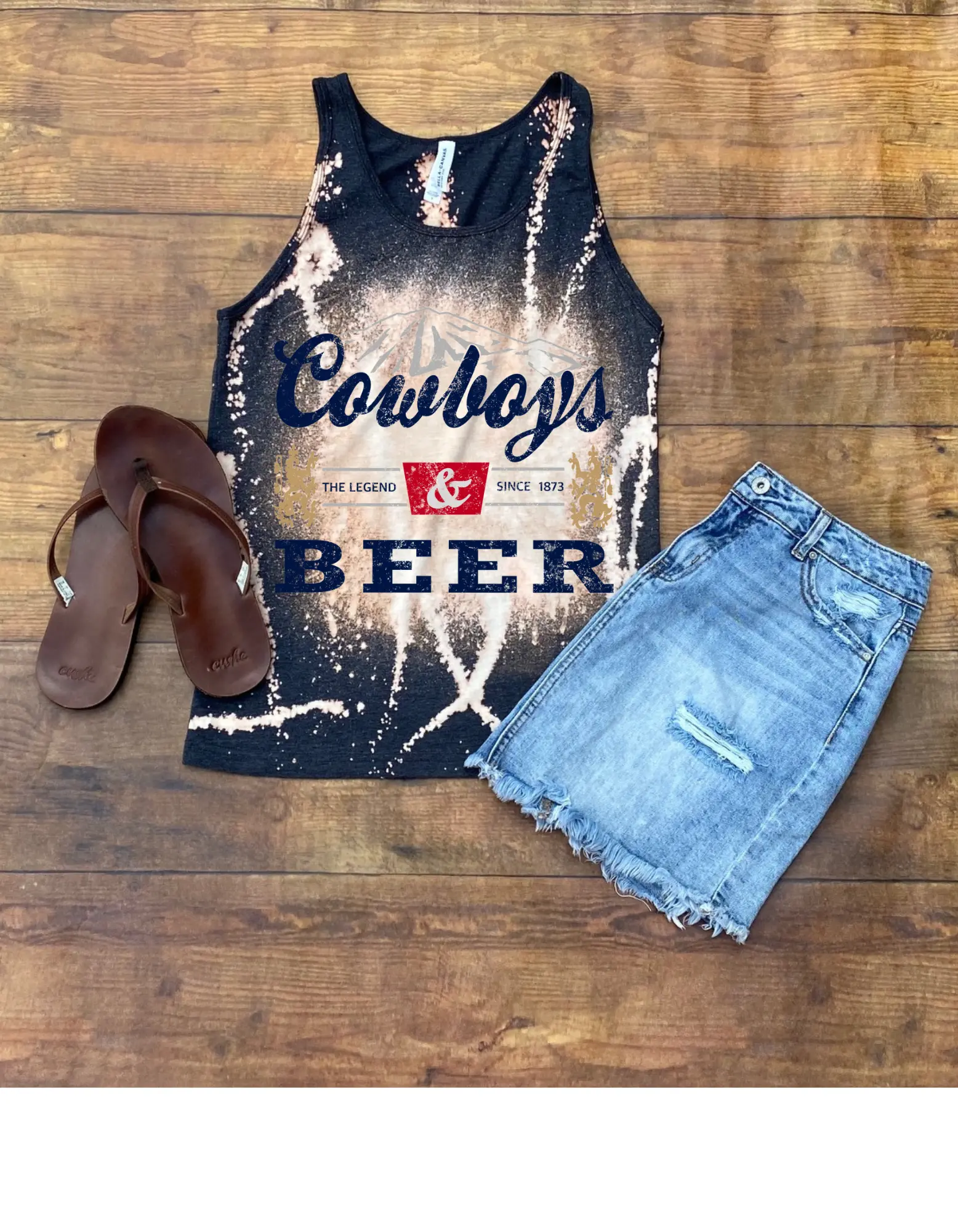 Cowboys & beer bleached graphic tank