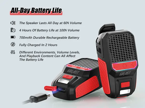 Product Introduction of GBEAST Wearable Bluetooth Speaker with RGB Lights & Flashlight IPX6 Waterproof 30-Hour Battery Life Noise Cancellation Stereo Audio for Dad or Husband, ThanksgivingCamping/ThanksgivingGifts/Christmas present 16