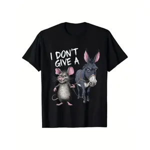 Men's Funny I Don't Give A Mouse & Donkey Graphic Gift, Unisex, Items, Soft, Breathable, Lightweight - Crew Neck, Regular Fit - Machine Washable, Comfortable Cotton Crew Neck Short Sl, Comfortable & Machine Washable-Ideal for Casual Attire & Unique