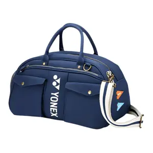 YONEX Letter-Printed Canvas Shoulder Bag for Badminton and Golf, Unisex Couple Style in Beige and Navy