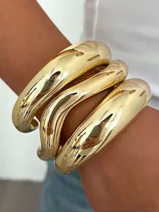 Women's Ccb Resin Bracelet Set, Cuff Bangle Set, Elegant Fashion Design, Lightweight Open-End Style, Perfect for Daily Wear & Special Occasions