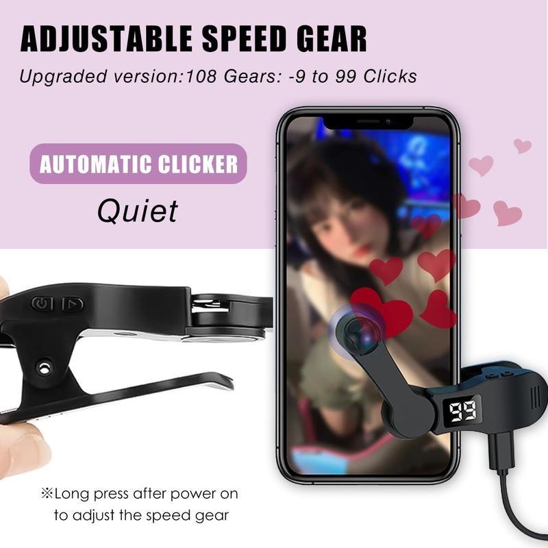 Auto Clicker for Smart Phone to 99 Speed Phone Tapper 180° Rotating for Android iOS Apps, Protable USB Powered Fast Click Simulation Finger Continuous Click for Gaming, Live Broadcasts Likes, Games, Shopping Portable Selfie Cellphone Smartphone
