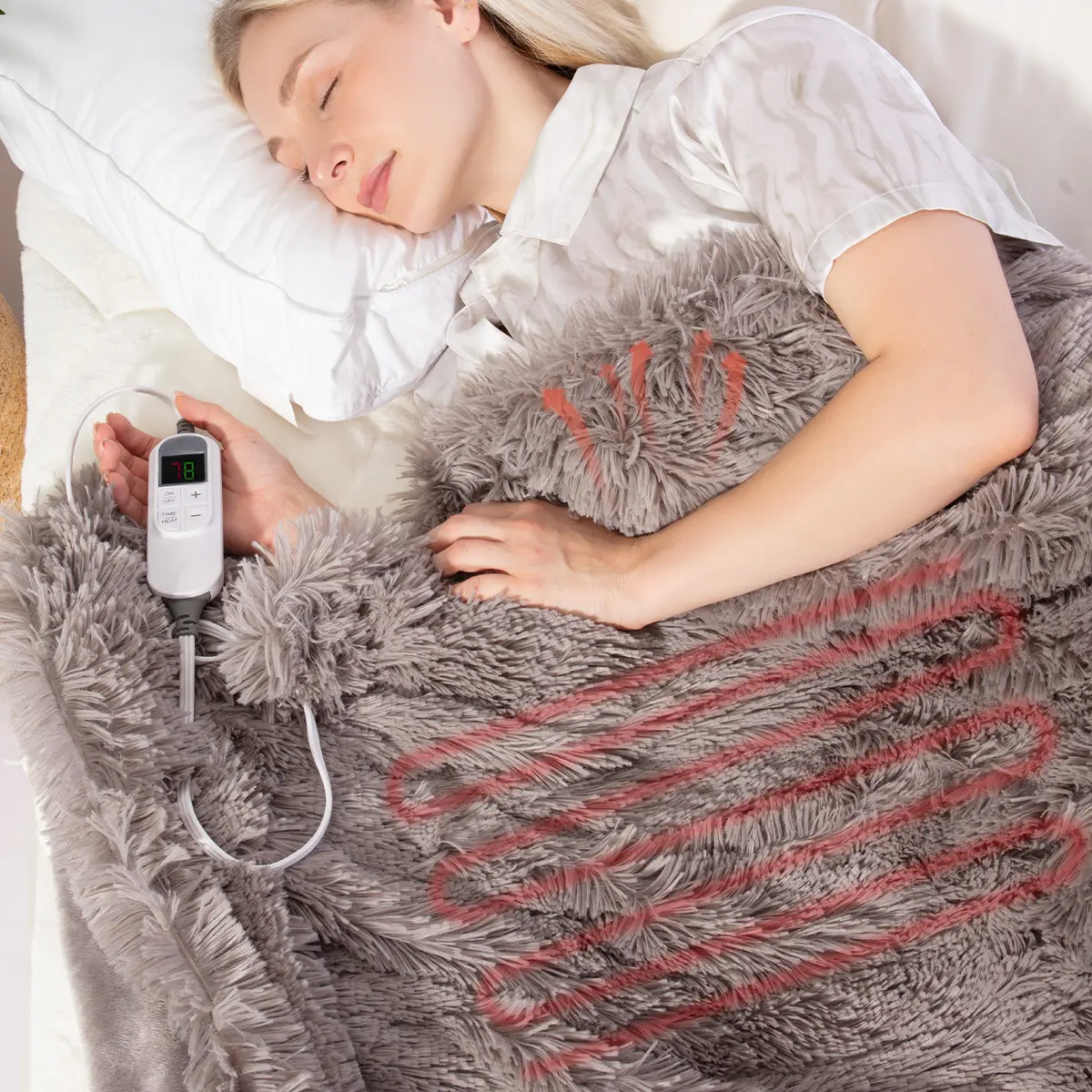 Ultra-Soft Velvet Electric Blanket, Etl Certified, 10 Temperature Settings, 12h Timer, Fast Heating, Heartwarming Gift, Heated Blanket
