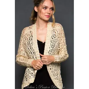 Gee Gee Crochet Sequins Sweater - Cream