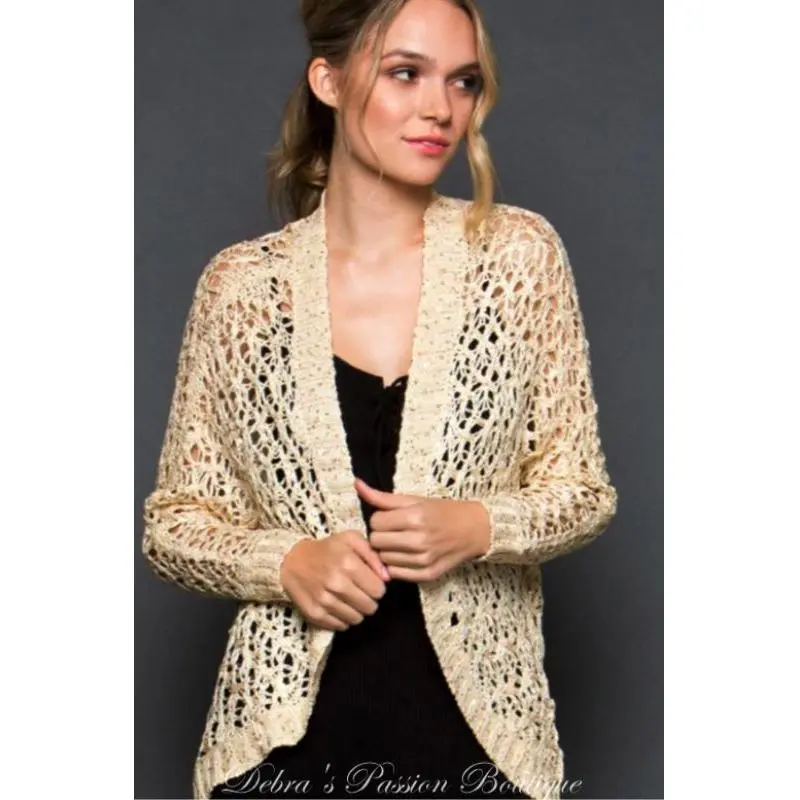 Gee Gee Crochet Sequins Sweater - Cream