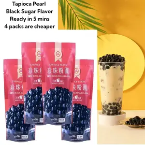 Black Sugar Flavor Boba Tapioca Pearls, Black Sugar Flavor, WuFuYuan Black Tapioca Pearls For Boba Tea, Ready In 5 Minutes 8.8oz(1/2/3/4Packs)