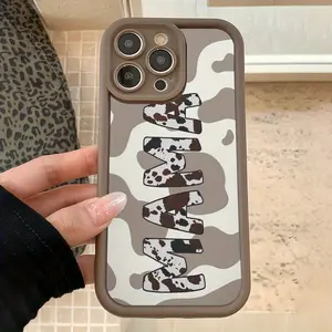 MAMA Cow Print TPU Phone Case for iPhone 15 Plus 16 Pro Max 14 13 12 11 XS XR Pattern Drop Protection Shockproof Soft Silicone Smartphone Cover