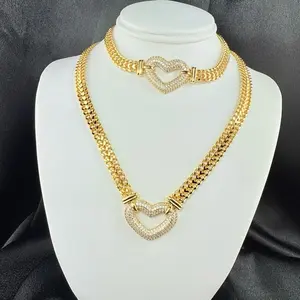 Heart-Shaped Necklace and Bracelet Set 20-Inch Length for Glamour Trending
