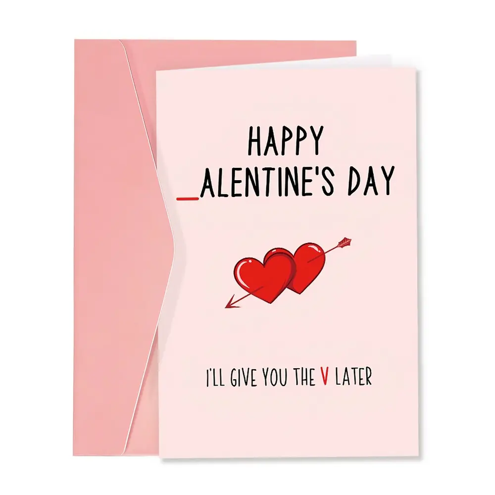 1pc Rude Valentine's Day Card for Husband Boyfriend, Naughty Valentine's Day Card from Girlfriend Wife, Happy Valentine's Day I'll Give You The V Later, Tearable Greeting Cards