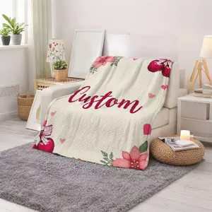 Cherry Floral Pattern Cozy Blanket for Home and Outdoor Use Perfect for Women Soft Plush Throw for Living Room Bedroom Ideal Valentine's Day Mother's Day and Anniversary Gift for Loved Ones in Spring and Winter
