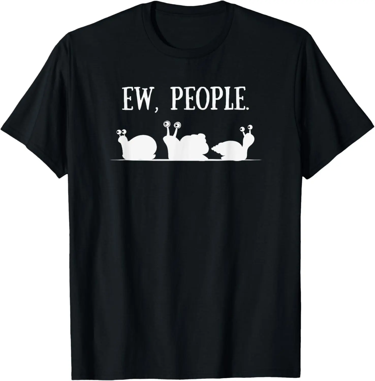 'Ew People' Snail Graphic T-Shirt for Women, Casual Short Sleeve Summer Fashion Top in 100% Natural Cotton Fabric, Funny Introvert Gift, Streetwear, Round Neck, Soft Cotton, Snail Print