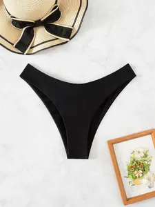 Women's High Waist Bikini Bottoms, Swim Panty, Solid Color Swimwear for Summer Beach, Comfortable Fit for All Body Types, Essential Swimsuit Accessory