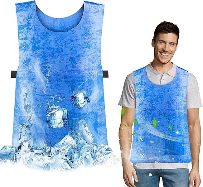 Summer Ice Cooling Vest for Men Women,Reusable Adjustable Cold Vest Fabric Sport Cool Vest Body Ice Vest for Cycling,Running Outdoor Sports Cool Vest in Hot Weather