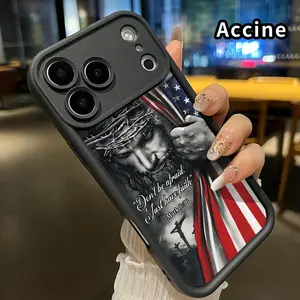 Phone Case for iPhone 17 Pro Max 16 Plus 15 14 13 12 11 Air E Faithful Patriot Jesus Full Coverage Reinforced Lens Protection Durable Soft Cover for