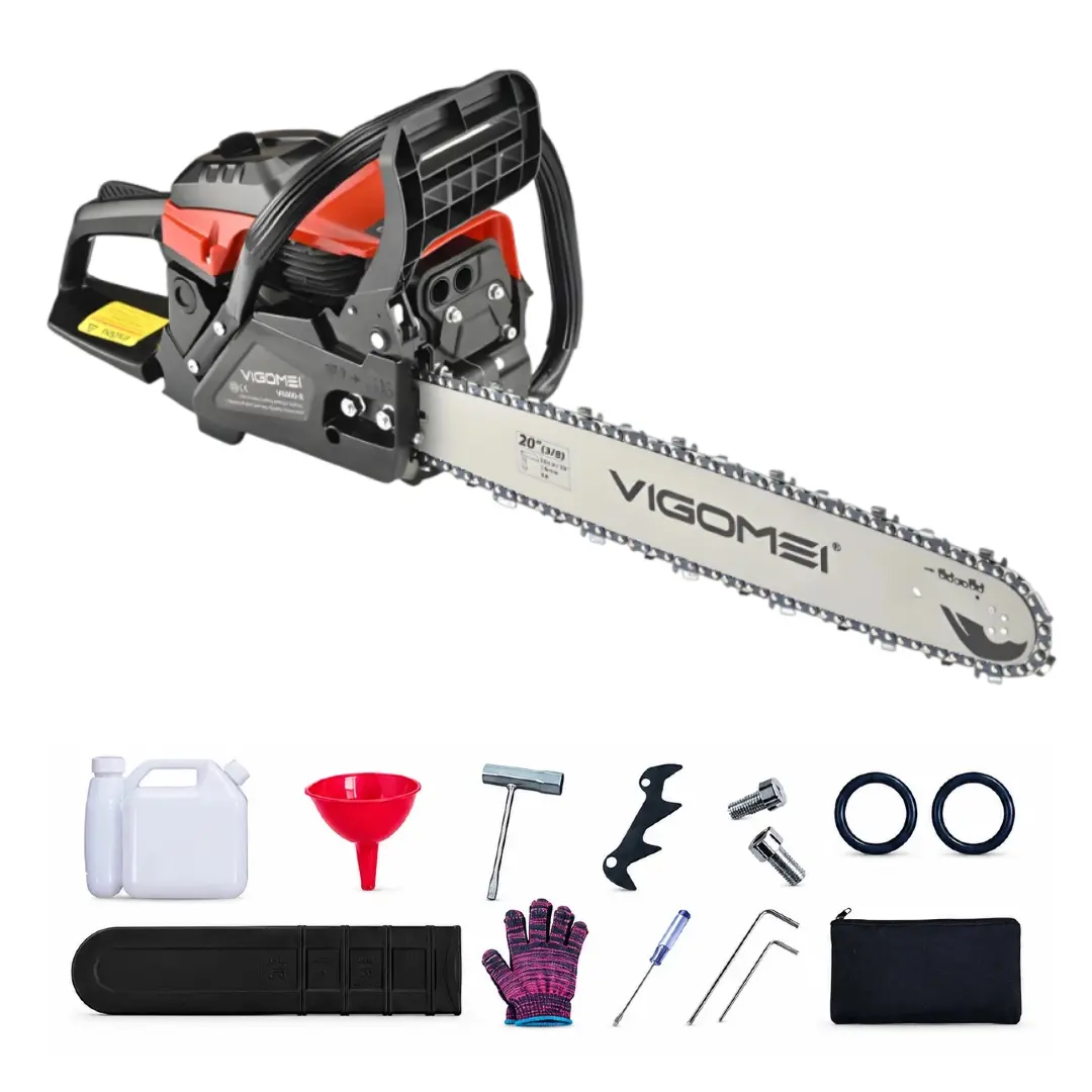 105CC 2-Stroke Gas Chainsaw, 20" & 24" Bars Available, Quiet Operation, Protective Structure, Smooth Startup, Lightweight Portable Gas Power Saw with Non-Slip Handle & Dual Fuel Tanks for Wood Cutting and Tree Trimming