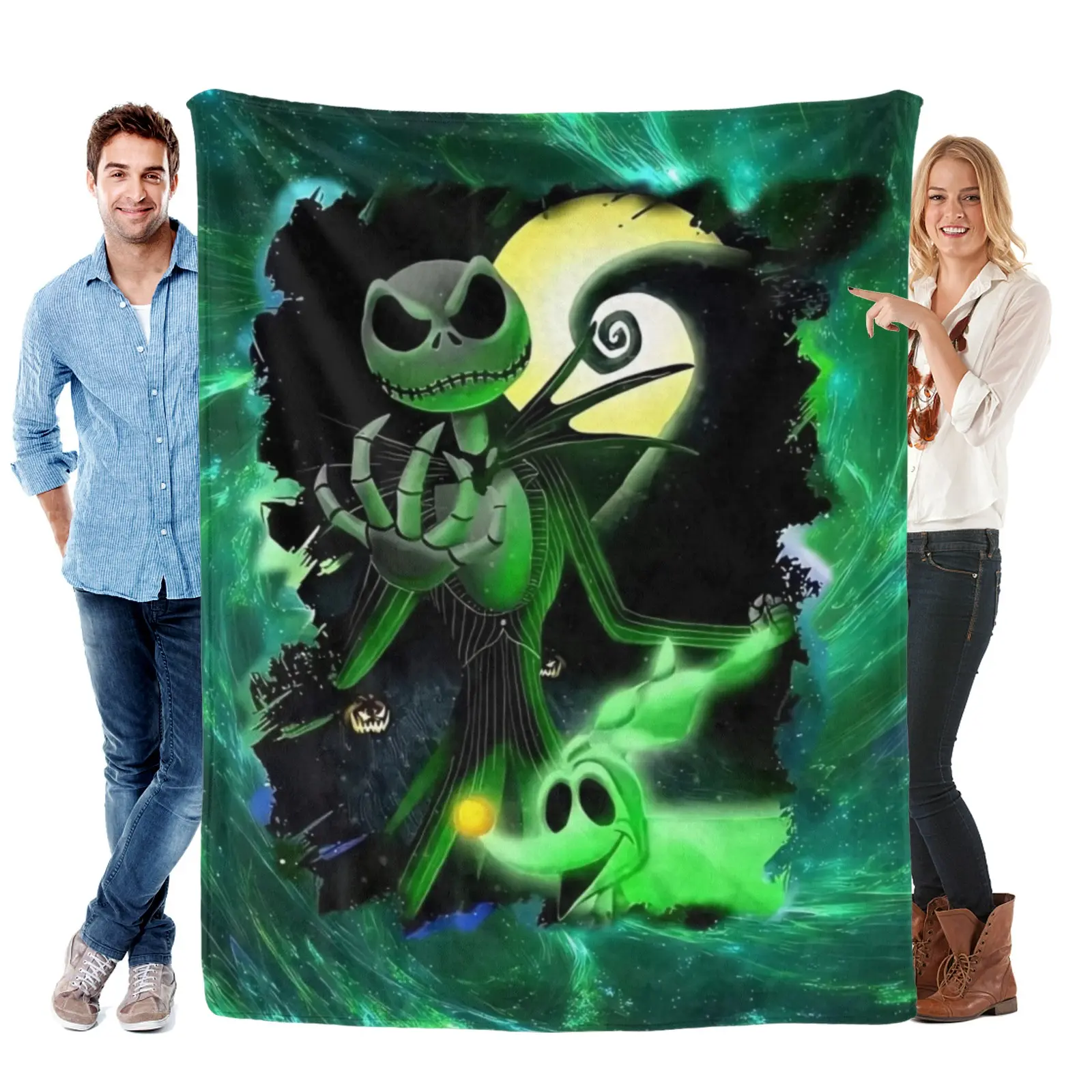 Nightmare Before Christmas blanket, Jack Skellington blanket, Zero blanket, Disney Halloween blanket, Jack Zero blanket, flannel throw, spooky blanket, gothic blanket, fleece blanket, Halloween decor, couch blanket, bedroom blanket, Halloween gift