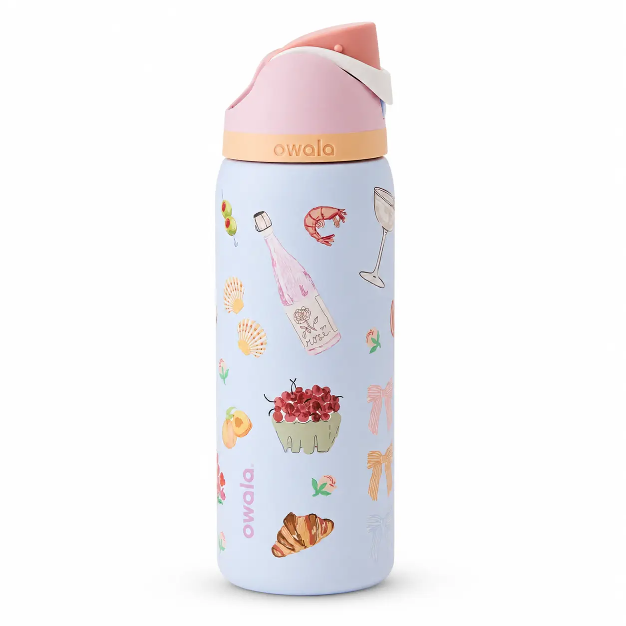 Owala FreeSip 32oz Insulated Water Bottle with Straw, Lovely White  Picnic Print Leak-Proof Stainless Steel Bottle for Women, School, Gym, Travel & Cold Drinks