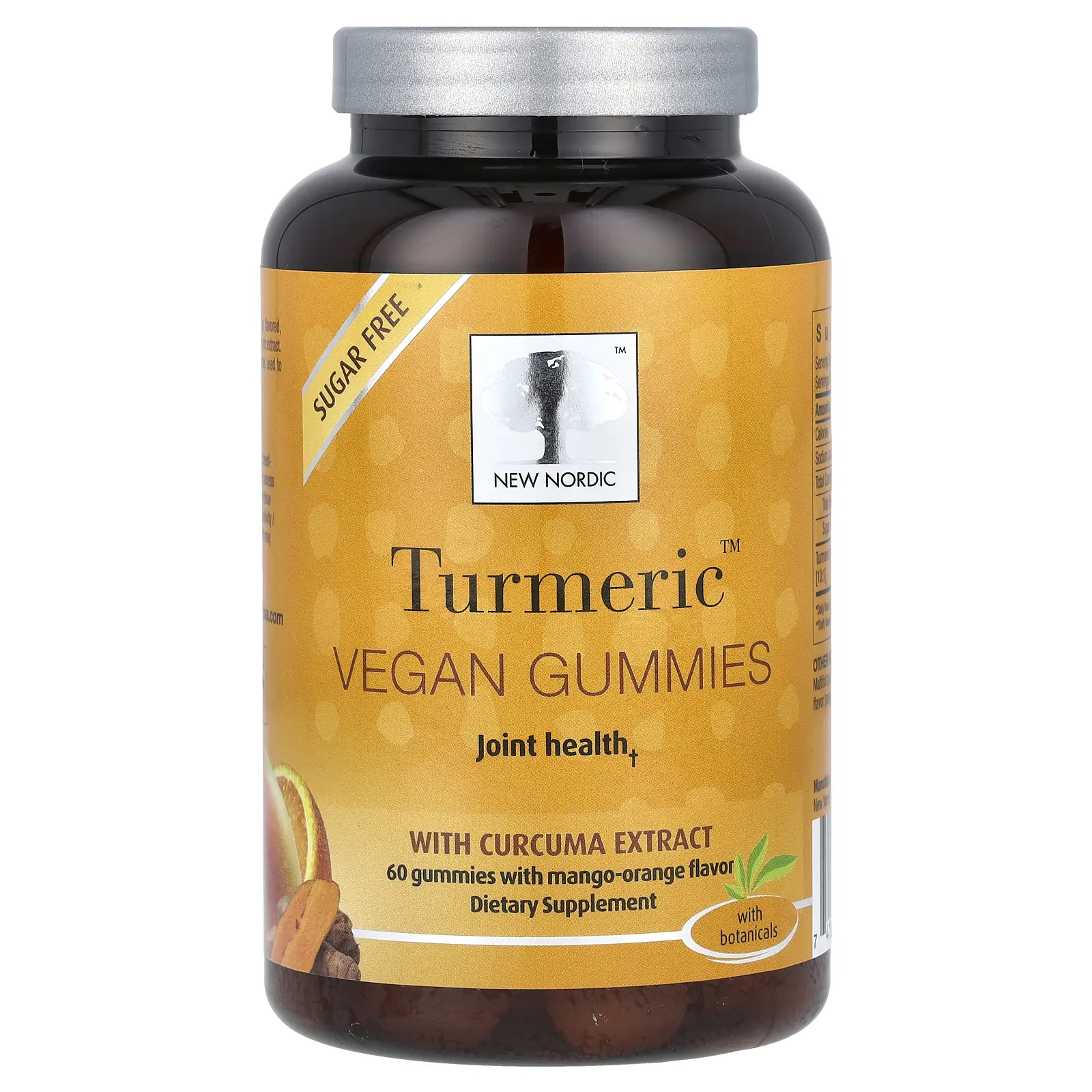 New Nordic Turmeric Vegan Gummies with Curcuma Extract, Mango-Orange, 60 Gummies (150 mg per Gummy)