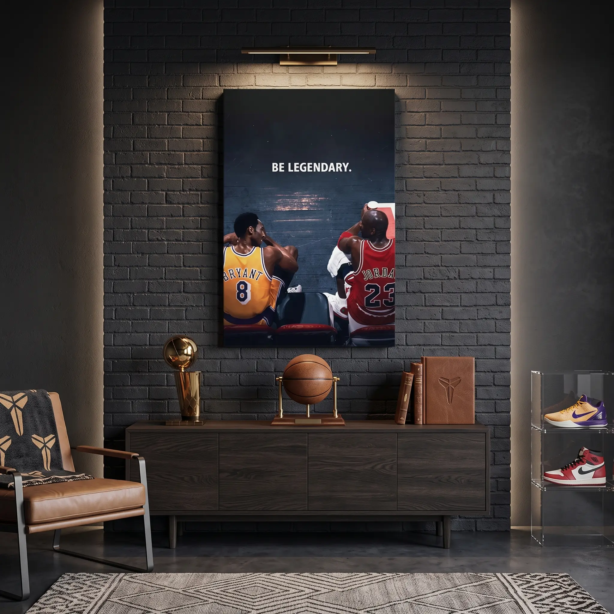 "Be Legendary" Basketball Canvas Wall Art - Motivational Sports Poster, Inspirational Athlete Quote Prints for Modern Office, Living Room & Man Cave