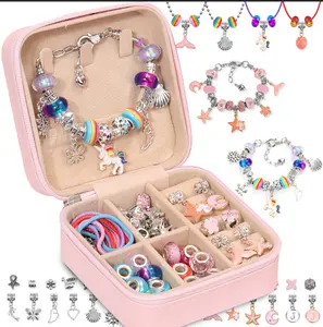Jupwalz Charm Jewelry Making Kit: DIY Bracelet Craft Set for Girls with 110 Jewelry Beads, Includes Organizer Box – Perfect Gift for Creative Girls