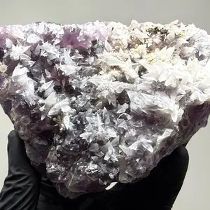 Large 5.5” inch Amethyst Cluster w/ Gorgeous Calcite Specimen