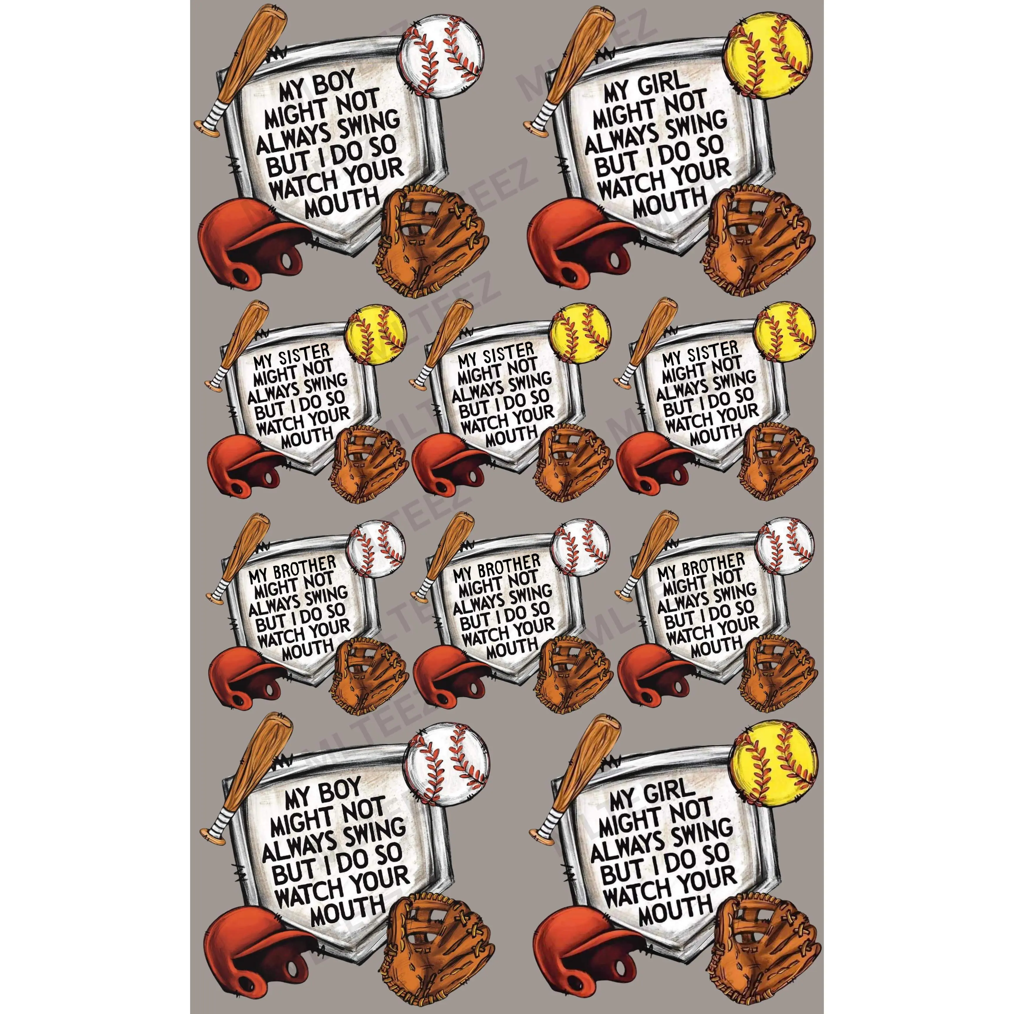 MY BOY/GIRL MIGHT NOT SWING.. PREMADE GANGSHEET  - 22X36 DTF TRANSFERS - DIRECT TO FILM