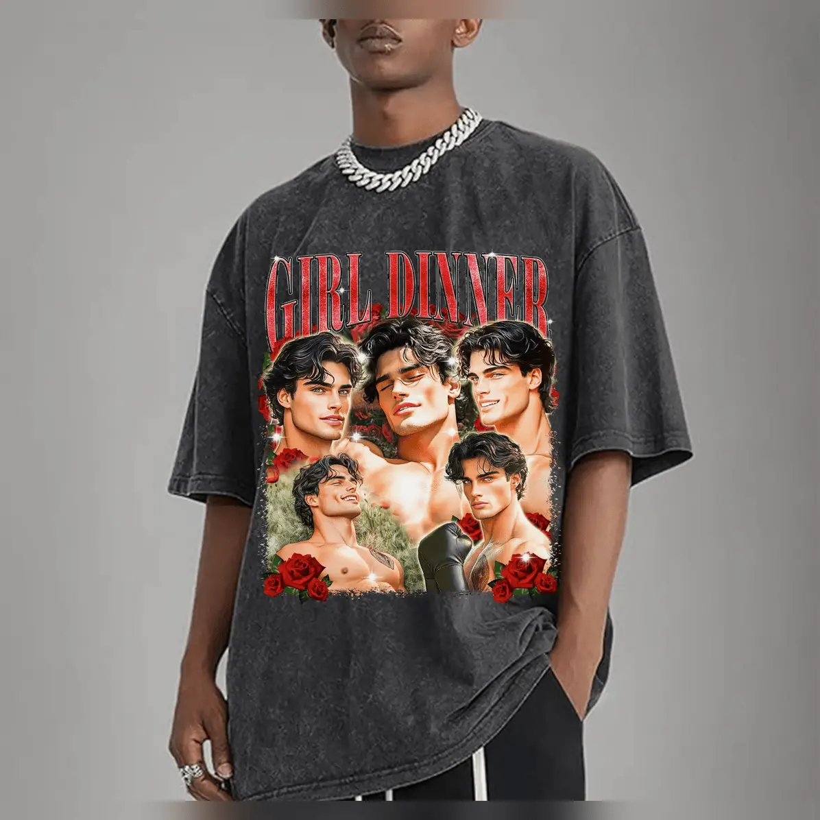Women's Cotton Hoodie - Girl Dinner Kai Azer The Enforcer Theme, Powerless Handsome Design, I Love You Graphic, Round Neck Streetwear Clothes with Matching Tshirt Option