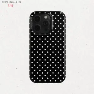Black Polka Dot Anti-Drop Phone Case - Unique case cutephonecases for iphone 17 pro max case 16 iphone 15 pro max case 14, iphone 13 cases, 12, 11 Shockproof Protetive Cover screen protector |   2025 Christmas Birthdays Halloween |   men women girly Gift