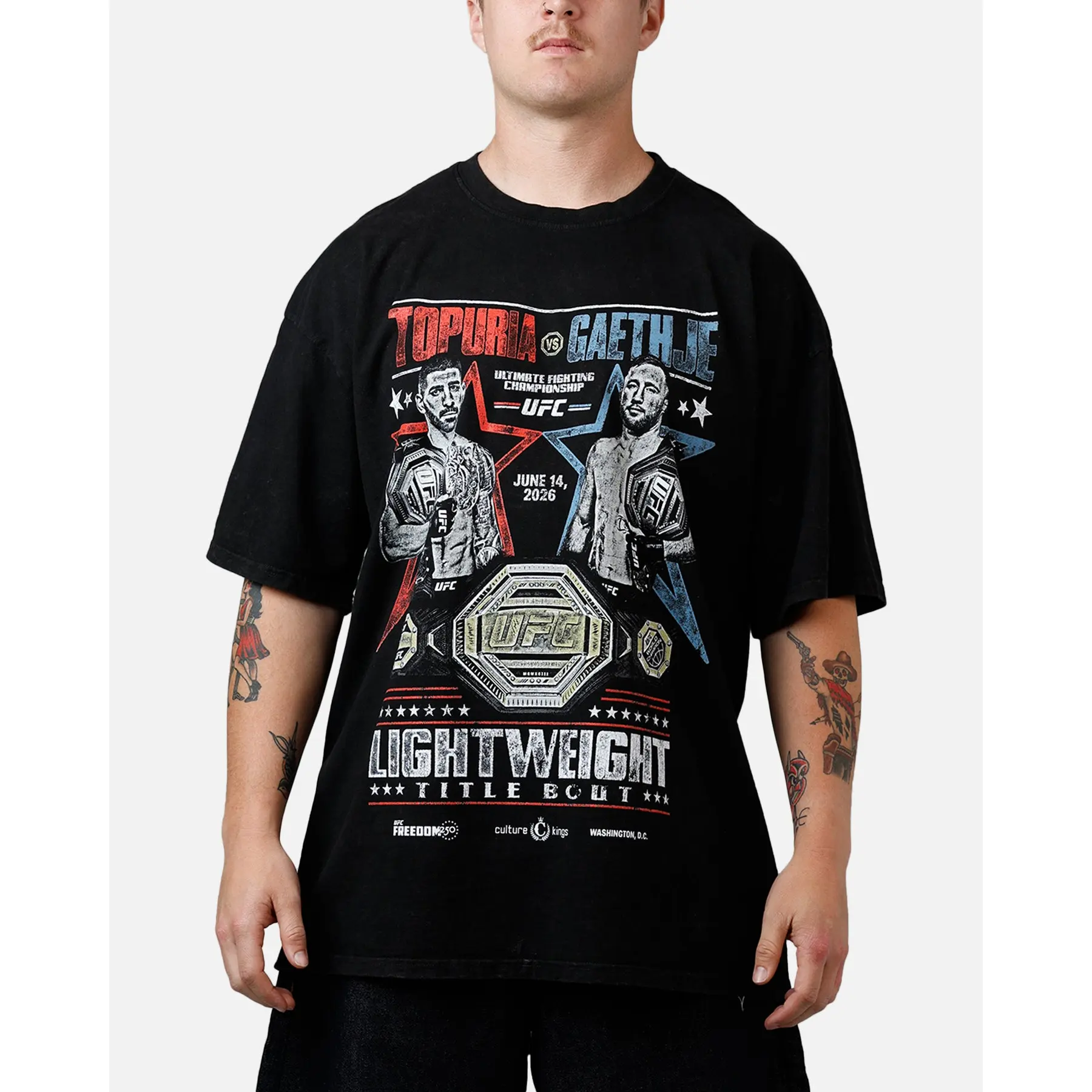 UFC By Culture Kings UFC 250 Topuria Vs Gaethje T-Shirt Black Acidwash