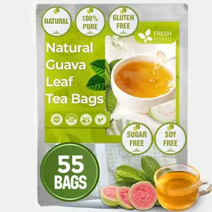 FreshDrinkUS, Premium 55 Guava Leaf Tea Bags, 100% Natural & Pure from Guava Leaves. Loose Leaf Guava Herbal Tea. Guava Leaf Tea. No Sugar, No Caffeine, No Gluten, Vegan.