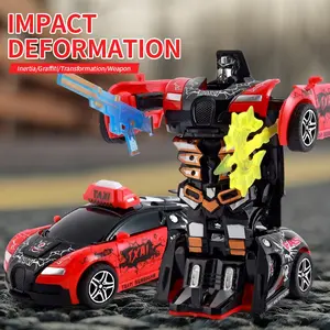 Kids' Inertia-Driven Transforming Toy Car, One-Touch Robot Model for Boys, Collision-Activated Racing Vehicle, Fun Plaything CAR TOYS transformers hot toys transformer toys spiderman toys for boys 4-6 magnetic transforming cars