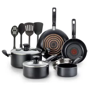DREAMARA 12pc Simply Cook Nonstick Cookware Set Charcoal Black