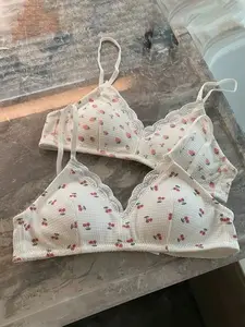 2026 New 2-Piece Set Comfortable Skin-Friendly Thin Breathable Cherry Print Underwear, Soft and Lightweight Innerwear for Women