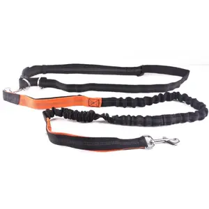 Stretch nylon dog running leash - Red