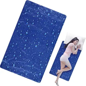 Cooling Pad Mat for Sleep Cooling Mattress Pad Gel for Bed, Relieve Pain, Summer Hot Flashes, Adult, Pets, No or Required(Plain,Dark Blue,48 x 28 Inch)