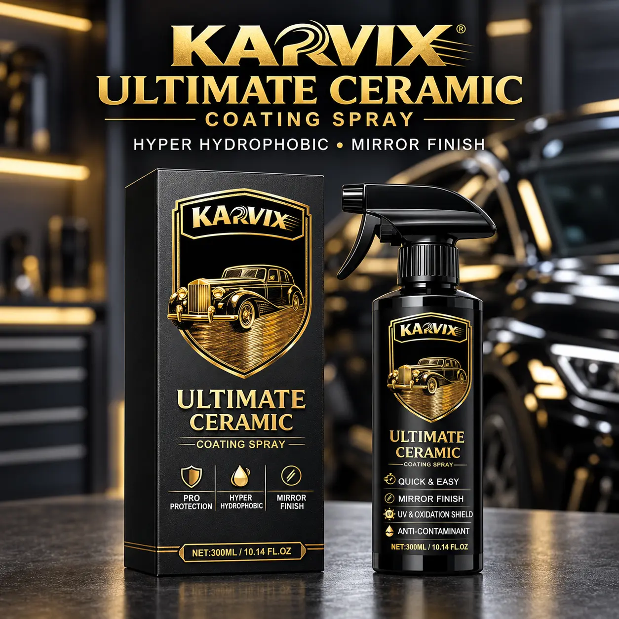 NANO Spray-On Car Coating Agent Spray-Professional Spray Coating 300ml Instantly Boosts Car Gloss and Water Beading Scratch UV Resistant Spray Coating Agent No Buffing Needed for All Vehicle Types Compatible Multifunctional Coating Spray