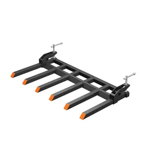 GARVEE Heavy Duty Clamp on Tractor Debris Forks for 60" Bucket, 4000 LBS Capacity, Ideal for Skid Steer Loader, Tractor Attachments, and Pallet Handling