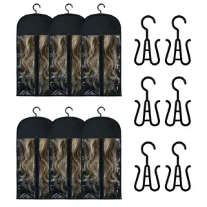 6PCS Wig Storage Bags with Hanger, 23.6" x 11.8"Wig Storage for Multiple Wigs,Breathable and Easy Carry Home Hair Travel Use