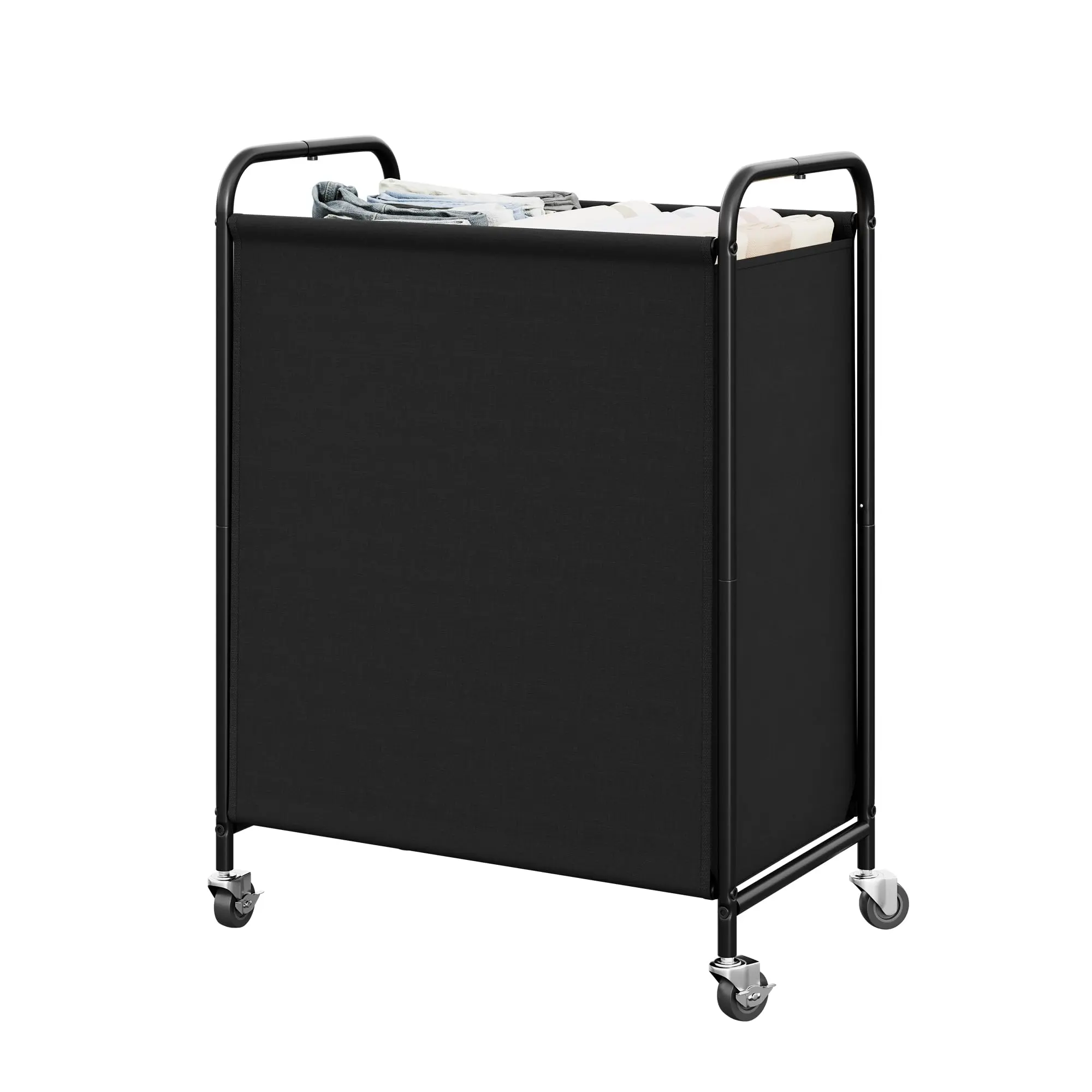 GRANNY SAYS 2 Section Laundry Sorter, 130L Large Hamper Basket with Wheels Divided Beige Hamper Cart, Rolling Organizer for Bedroom, Bathroom
