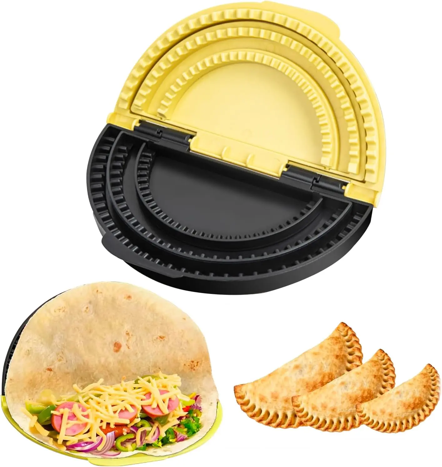 3-in-1 Kitchen Utensils Tortilla Press, Sealer & Burrito Folder for 6, 8, 10 in - Detachable, Adjustable Crimpit for Burritos, Pasties, Dumplings